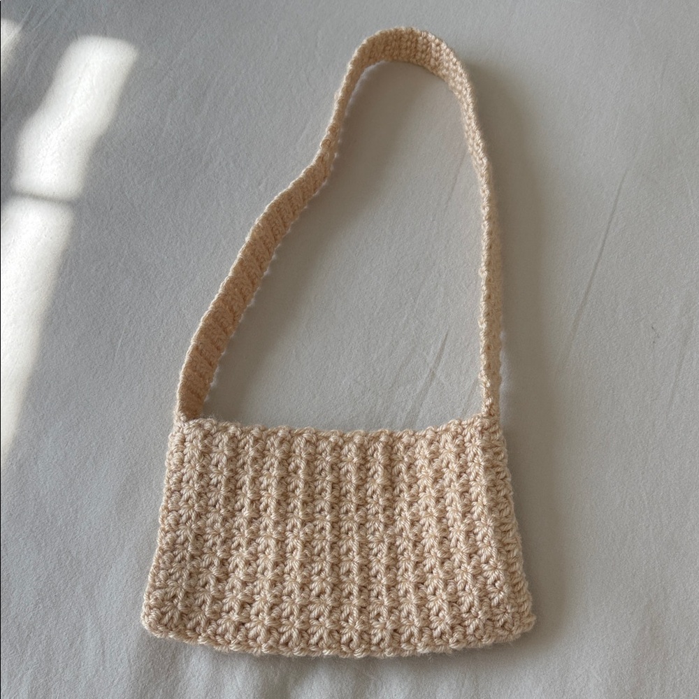 Handmade Cream Crochet Shoulder Bag